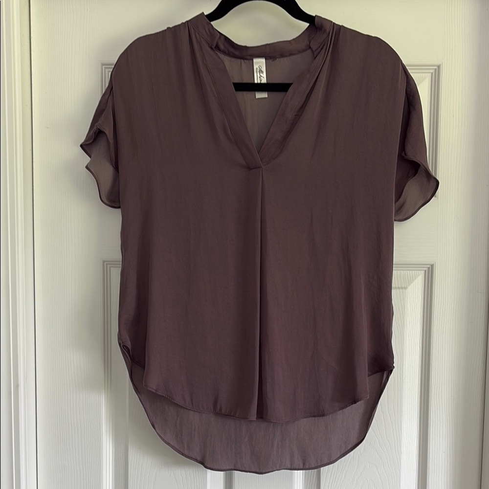 Casual Mauve Short Sleeve Top